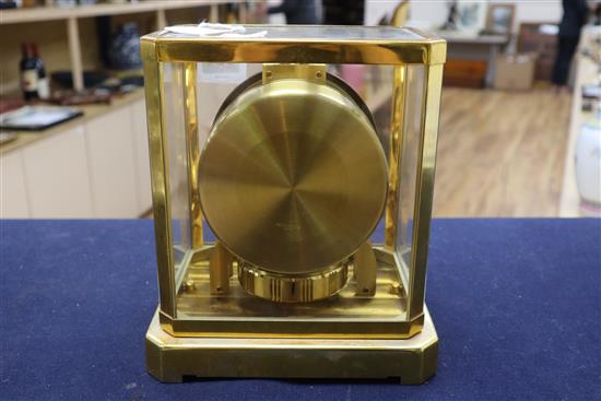 A Jaegar Le Coultre gilt brass Atmos clock height 24cm